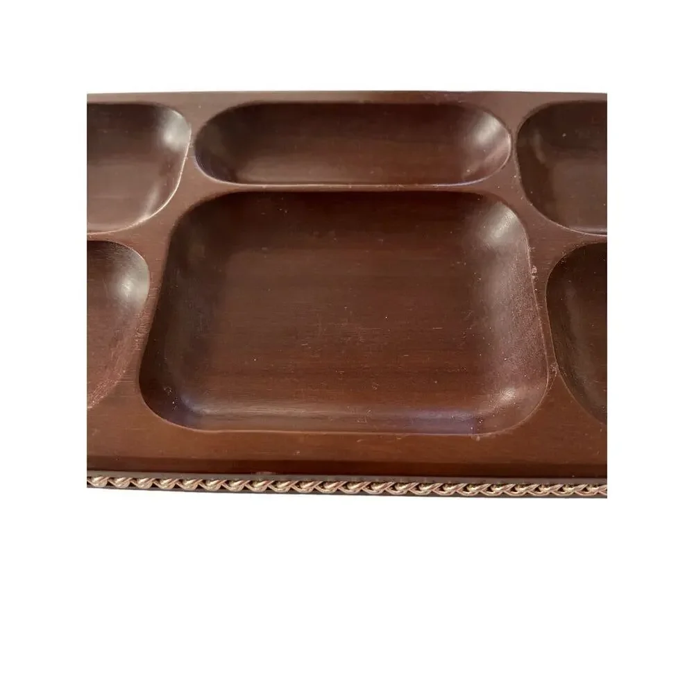 Vintage MCM Swank Wooden Coin Caddy Valet Chain Accent